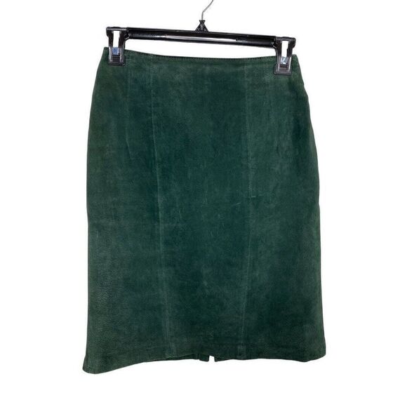 WINLIT Skirt Womens 5/6 Extra Small XS Green Suede Leather Straight Pencil VTG - Picture 1 of 7